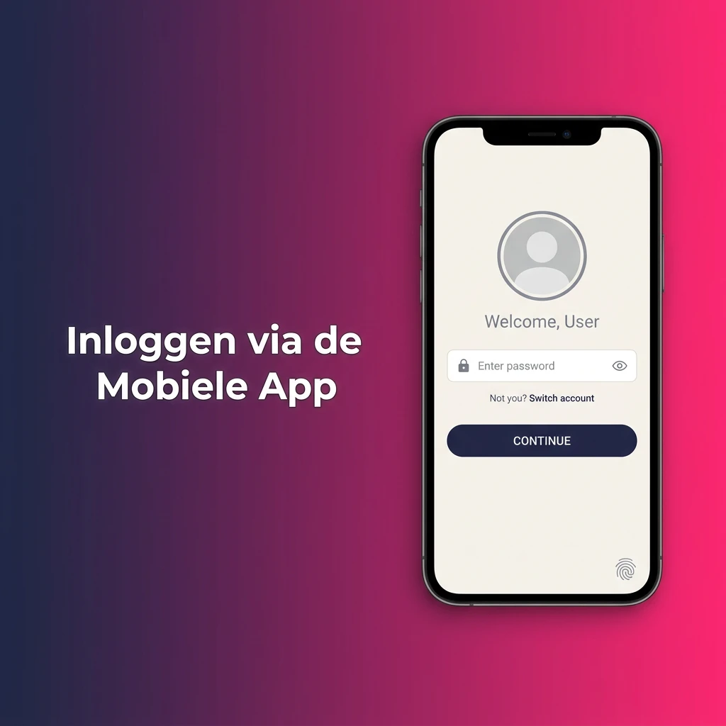 Booms.bet mobiele app inlogscherm op iPhone met e-mailadres, wachtwoord en Face ID opties