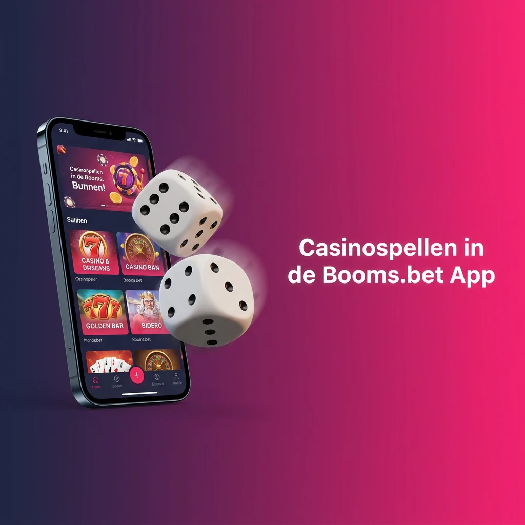 Casino games grid on Booms.bet app showing popular slots and live table games on iPhone and iPad