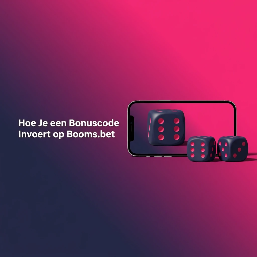 Stapsgewijs bonuscode invoeren op Booms.bet: login, kassa, betaalmethode, code invullen, storting bevestigen.