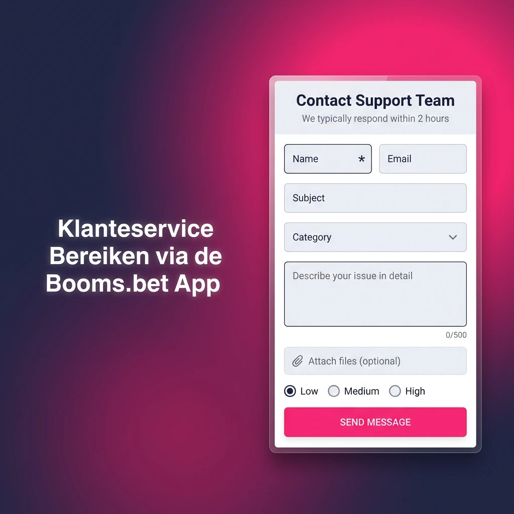 Booms.bet app klantenservice opties: live chat, e-mail en FAQ beschikbaar 24/7 voor Nederlandse gebruikers