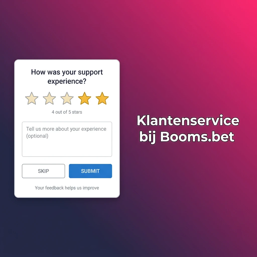 Booms.bet klantenservice opties: live chat 24/7, e-mail en FAQ-sectie beschikbaar in het Nederlands.