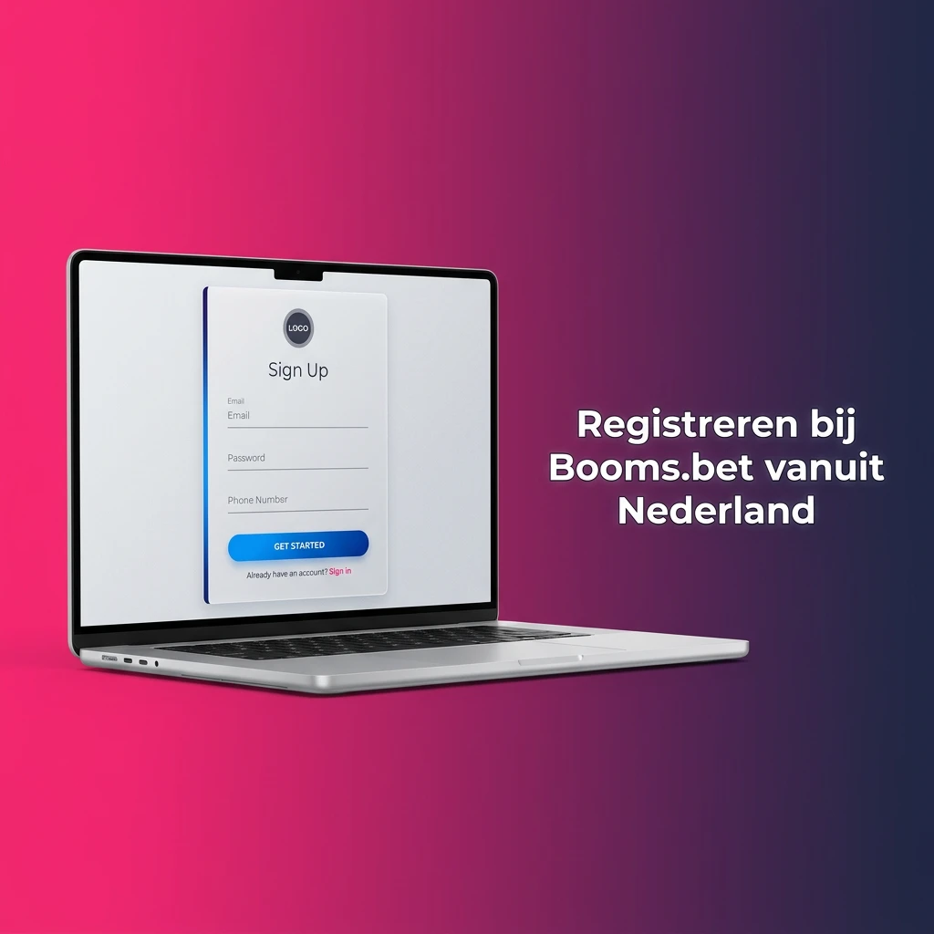 Dutch user completing Booms.bet registration steps on desktop, filling in personal details to create a betting account