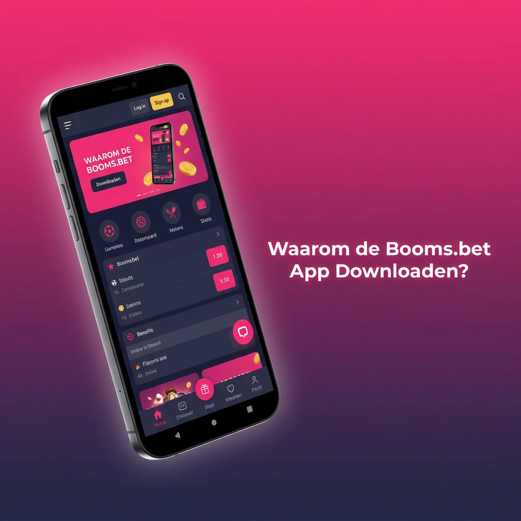 Booms.bet app op smartphone met sportweddenschappen en casinospellen, snel en veilig voor Nederlandse spelers